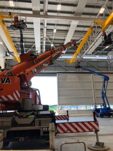 Using runner to fit gantry crane into ceiling