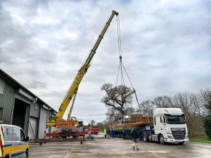 Windsor Belle boat lift off low loader